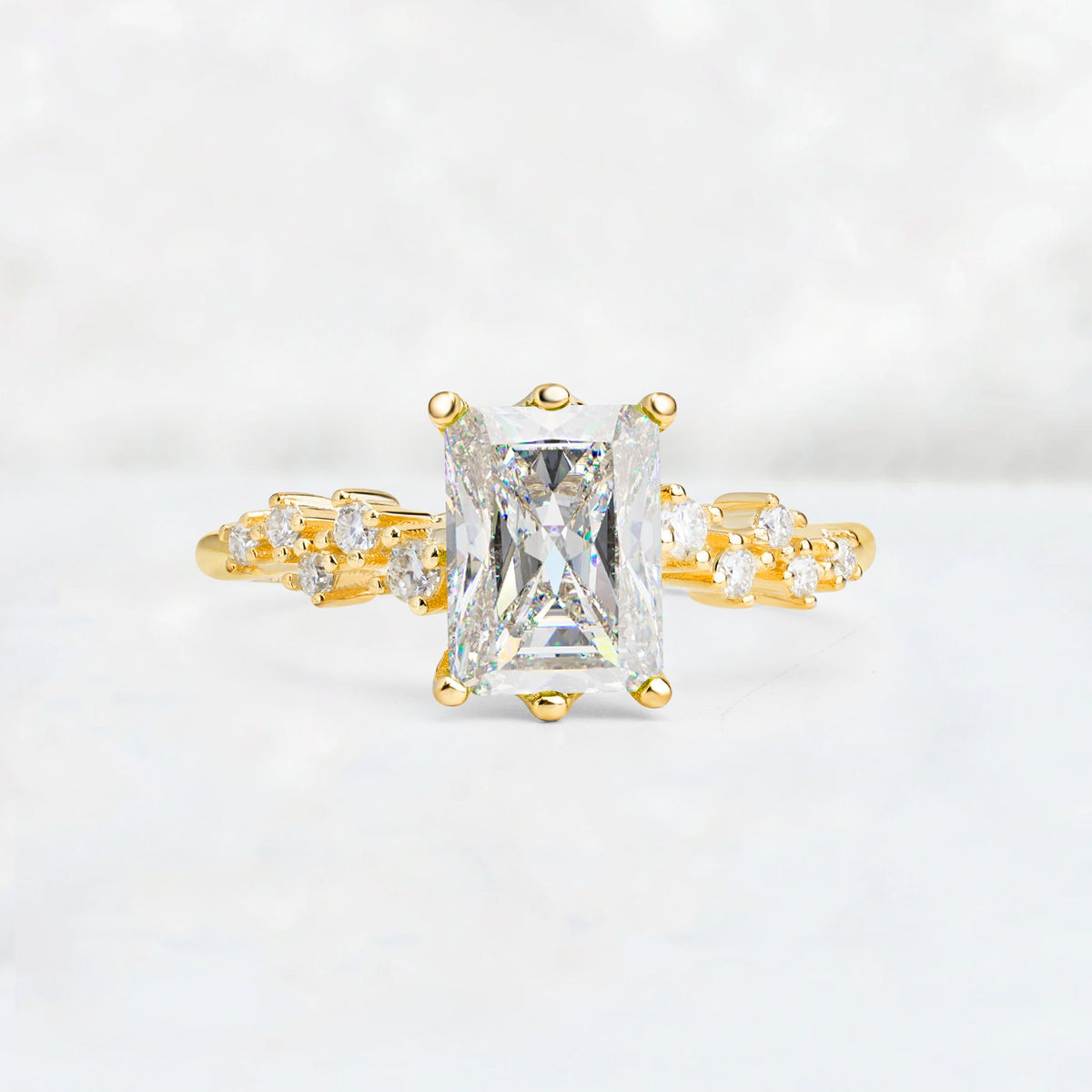 Princess Cut Moissanite Side Stone Engagement Ring - Additional view