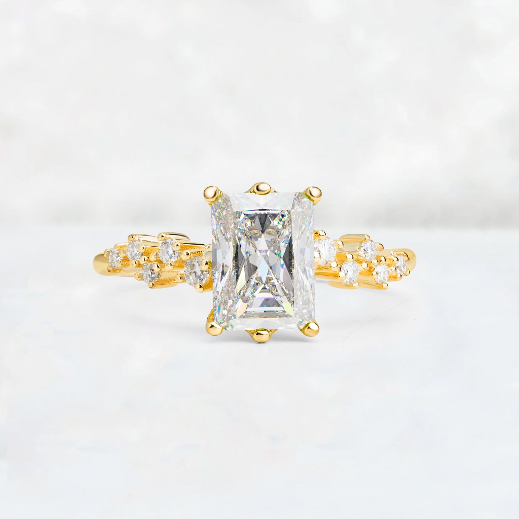 Princess Cut Moissanite Side Stone Engagement Ring - Additional view