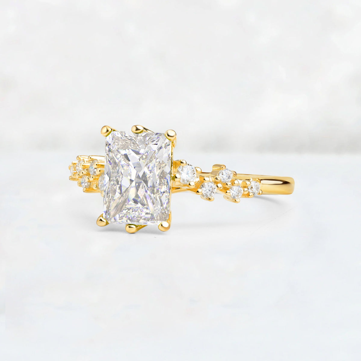 Princess Cut Moissanite Side Stone Engagement Ring - Additional view