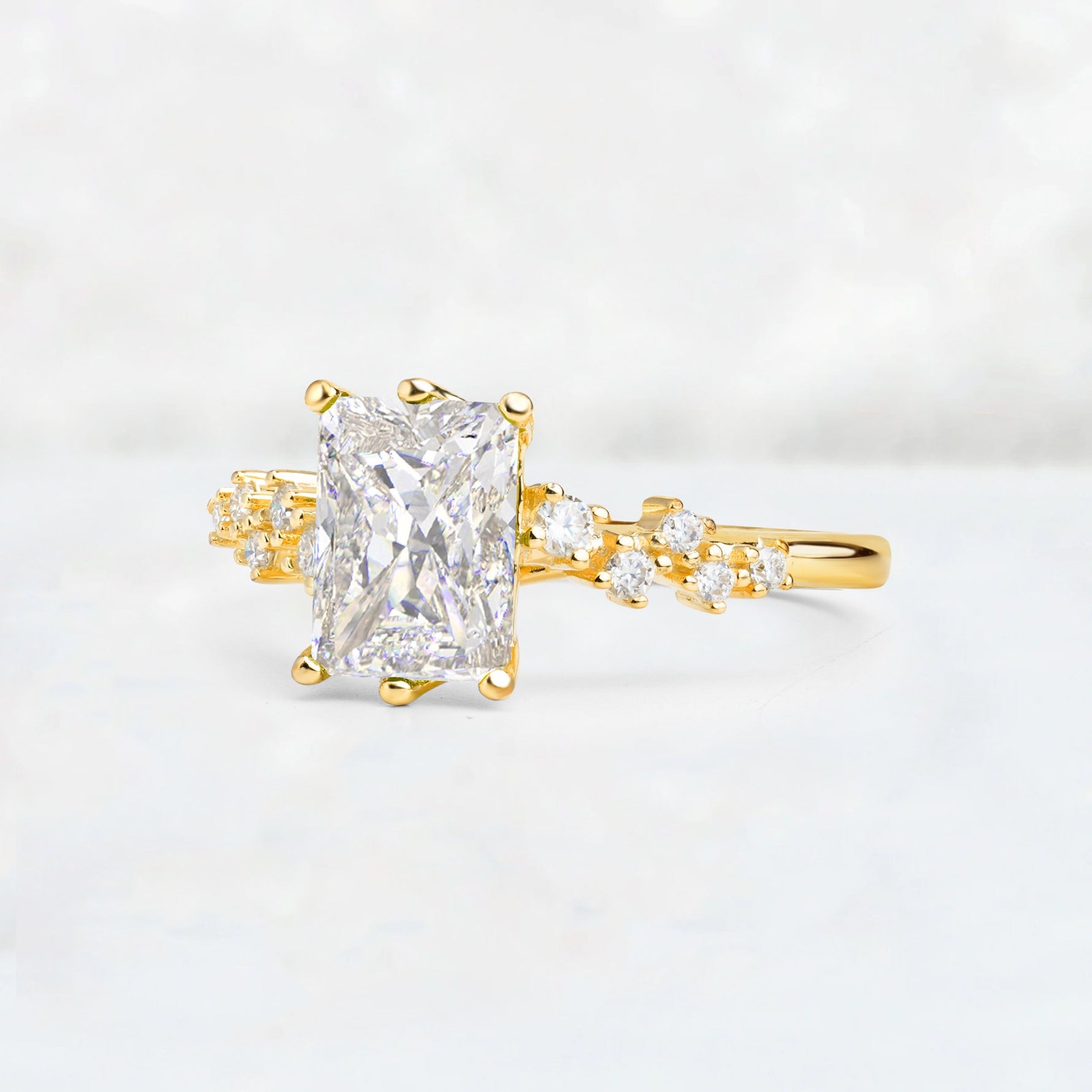Princess Cut Moissanite Side Stone Engagement Ring - Additional view