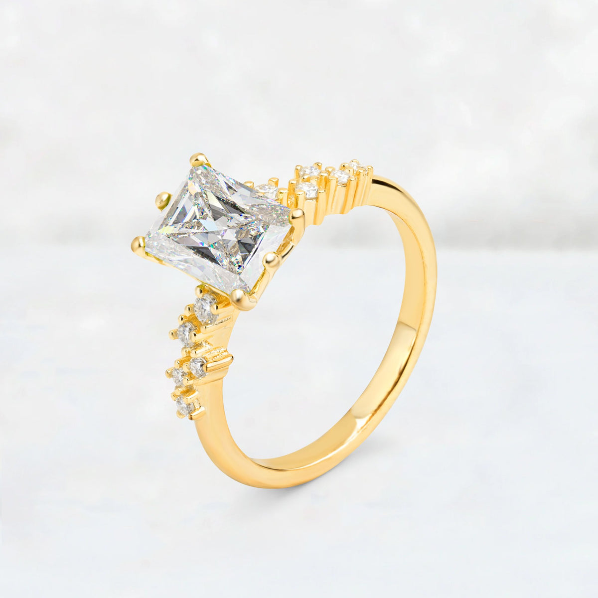 Princess Cut Moissanite Side Stone Engagement Ring - Additional view