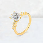 Princess Cut Moissanite Side Stone Engagement Ring - Additional view