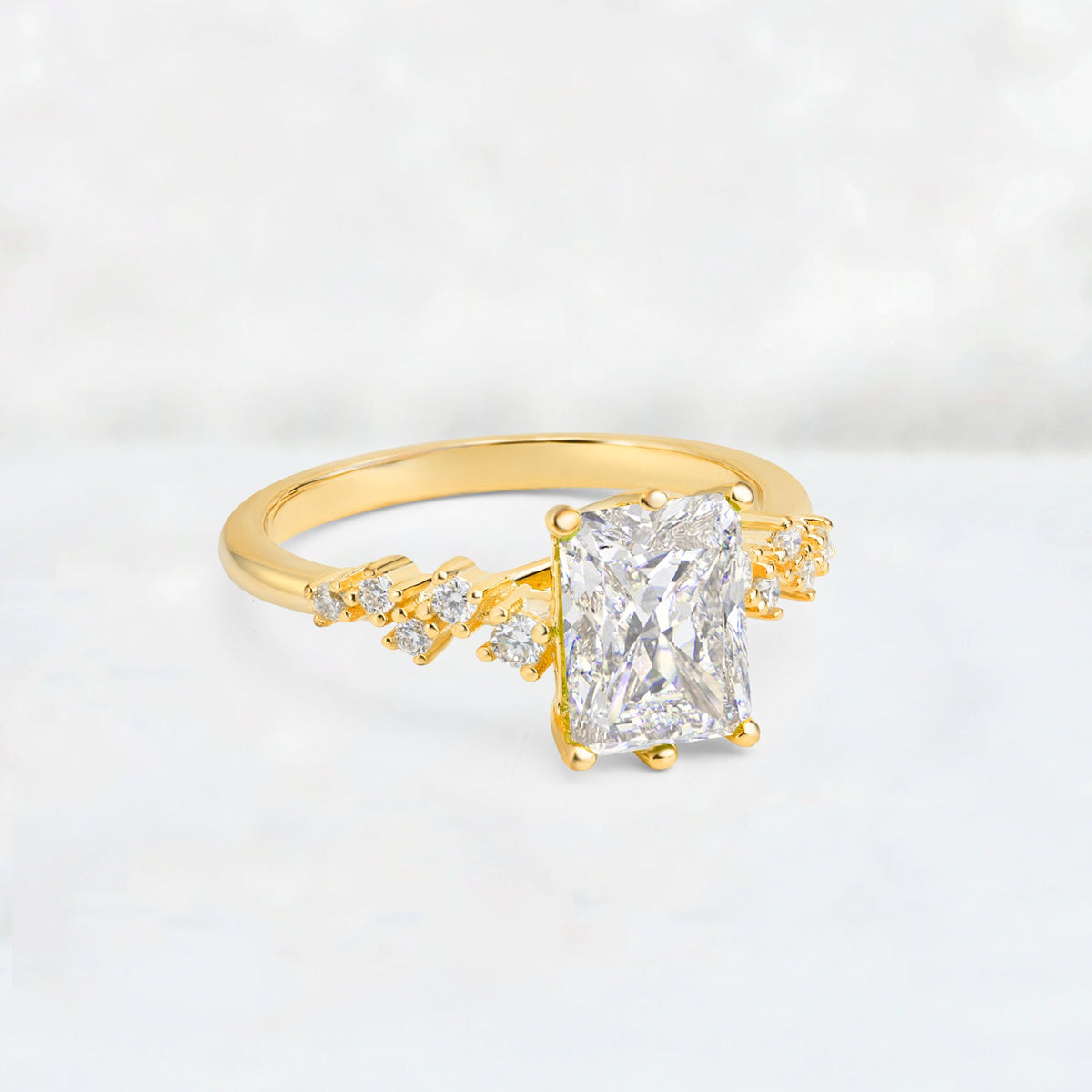 Princess Cut Moissanite Side Stone Engagement Ring - Additional view