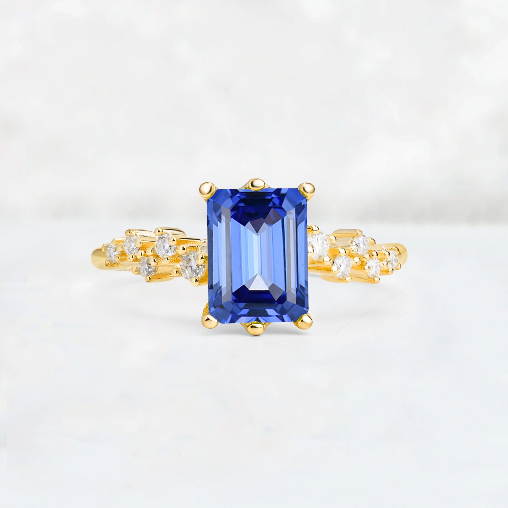 Princess Cut Sapphire Side Stone Engagement Ring - Additional view