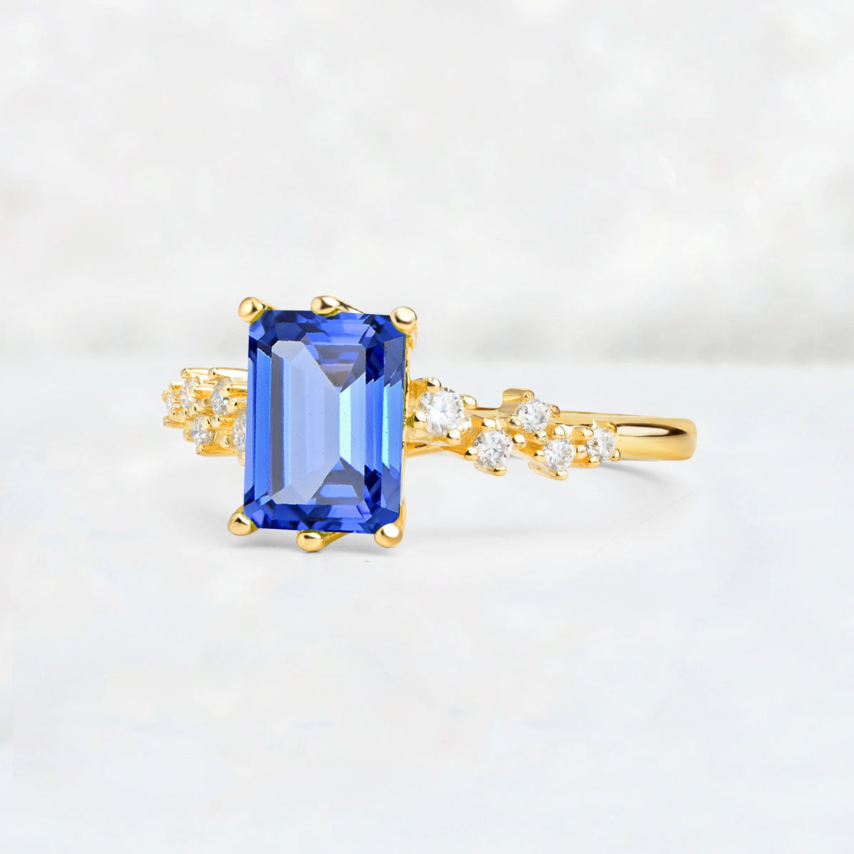 Princess Cut Sapphire Side Stone Engagement Ring - Additional view
