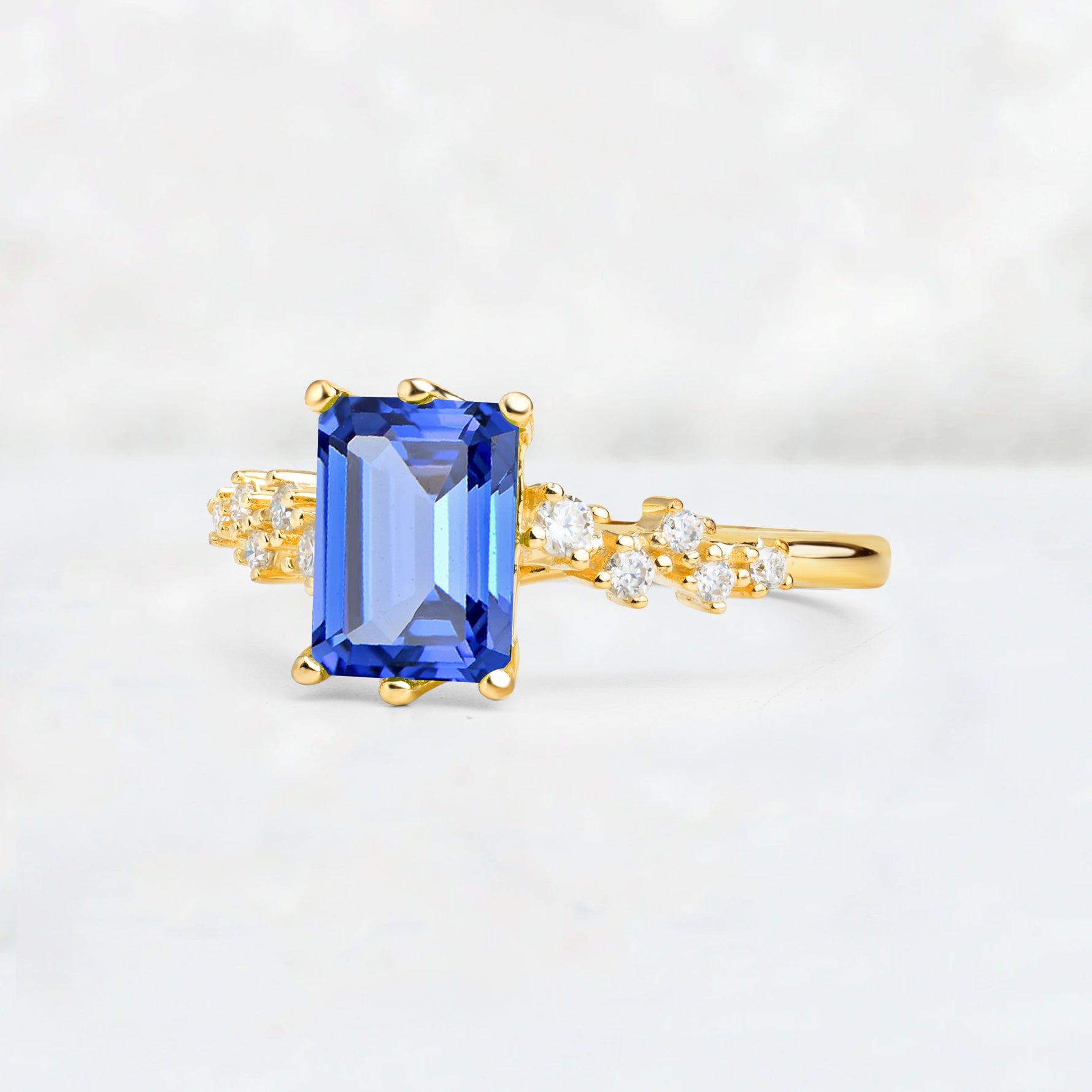 Princess Cut Sapphire Side Stone Engagement Ring - Additional view