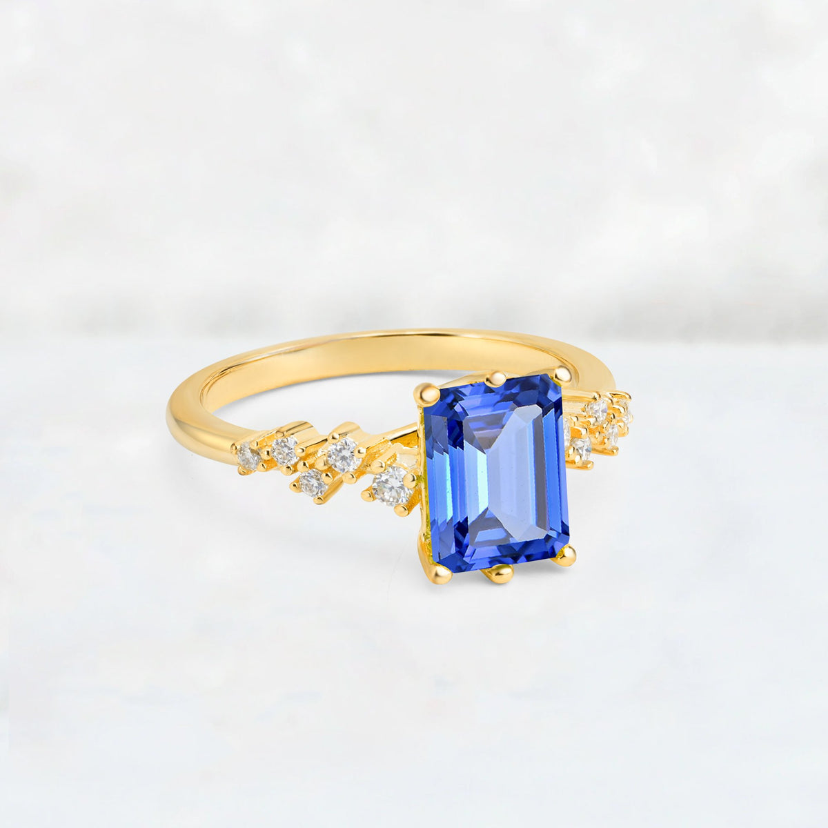 Princess Cut Sapphire Side Stone Engagement Ring - Additional view