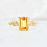 Princess Cut Citrine Side Stone Engagement Ring - Additional view