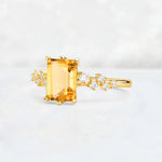 Princess Cut Citrine Side Stone Engagement Ring - Additional view