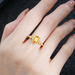 Princess Cut Citrine Side Stone Engagement Ring - Additional view
