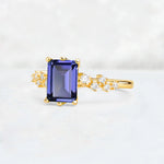 Princess Cut Tanzanite Side Stone Engagement Ring - Additional view