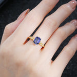 Princess Cut Tanzanite Side Stone Engagement Ring - Additional view
