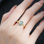Princess Cut Moss Agate Side Stone Engagement Ring - Additional view