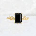 Princess Cut Black Onyx Side Stone Engagement Ring - Additional view