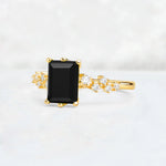 Princess Cut Black Onyx Side Stone Engagement Ring - Additional view