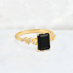 Princess Cut Black Onyx Side Stone Engagement Ring - Additional view