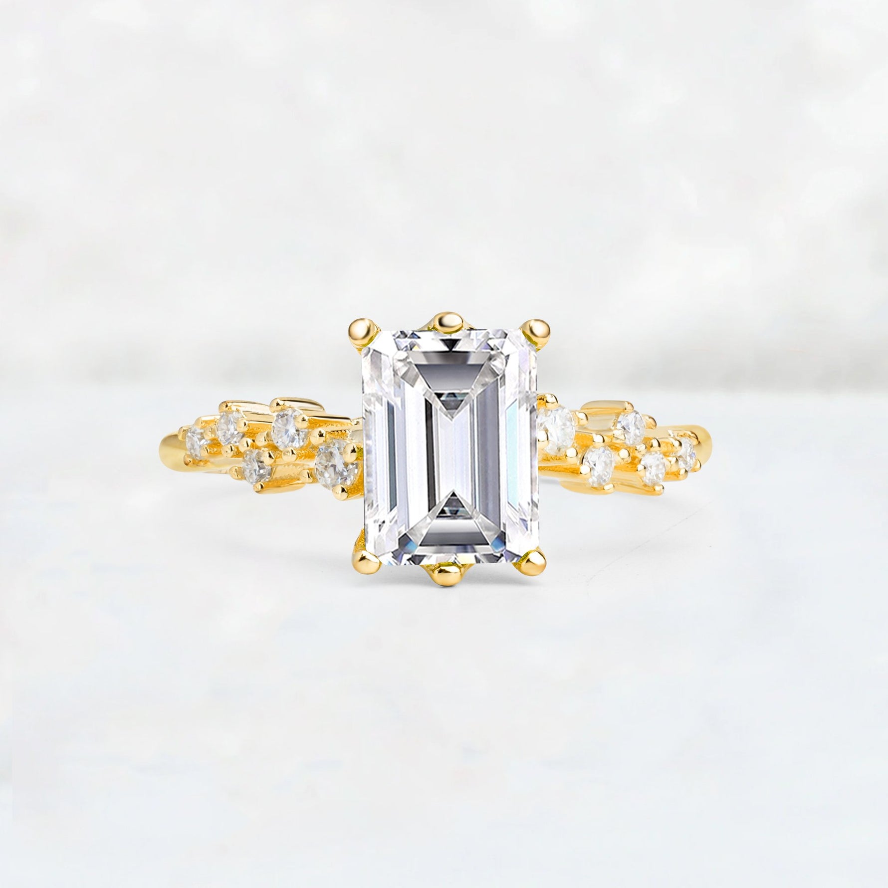 Princess Cut Lab Diamond Side Stone Engagement Ring - Additional view