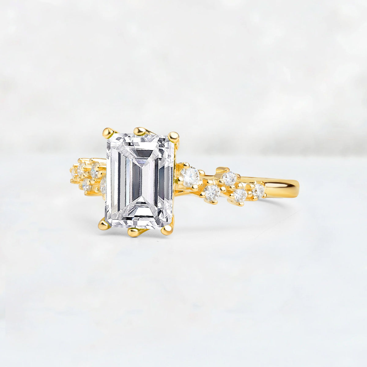 Princess Cut Lab Diamond Side Stone Engagement Ring - Additional view