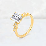 Princess Cut Lab Diamond Side Stone Engagement Ring - Additional view