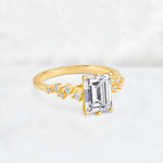 Princess Cut Lab Diamond Side Stone Engagement Ring - Additional view