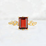 Princess Cut Garnet Side Stone Engagement Ring - Additional view