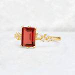 Princess Cut Garnet Side Stone Engagement Ring - Additional view