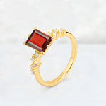 Princess Cut Garnet Side Stone Engagement Ring - Additional view