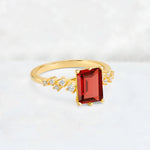 Princess Cut Garnet Side Stone Engagement Ring - Additional view