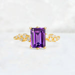 Princess Cut Amethyst Side Stone Engagement Ring - Additional view