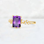 Princess Cut Amethyst Side Stone Engagement Ring - Additional view