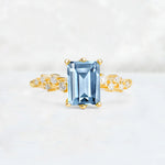 Princess Cut Aquamarine Side Stone Engagement Ring - Additional view