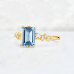 Princess Cut Aquamarine Side Stone Engagement Ring - Additional view