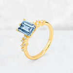 Princess Cut Aquamarine Side Stone Engagement Ring - Additional view