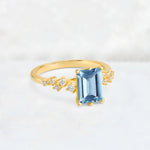 Princess Cut Aquamarine Side Stone Engagement Ring - Additional view