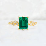 Princess Cut Emerald Side Stone Engagement Ring - Additional view