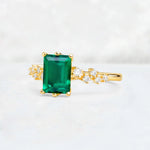 Princess Cut Emerald Side Stone Engagement Ring - Additional view