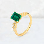 Princess Cut Emerald Side Stone Engagement Ring - Additional view