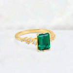 Princess Cut Emerald Side Stone Engagement Ring - Additional view