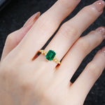 Princess Cut Emerald Side Stone Engagement Ring - Additional view