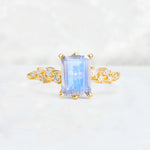 Princess Cut Moonstone Side Stone Engagement Ring - Additional view