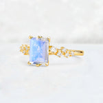 Princess Cut Moonstone Side Stone Engagement Ring - Additional view