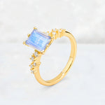 Princess Cut Moonstone Side Stone Engagement Ring - Additional view