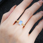 Princess Cut Moonstone Side Stone Engagement Ring - Additional view
