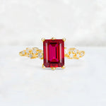 Princess Cut Ruby Side Stone Engagement Ring - Additional view