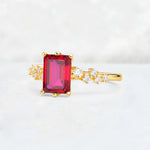 Princess Cut Ruby Side Stone Engagement Ring - Additional view