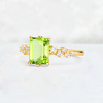 Princess Cut Peridot Side Stone Engagement Ring - Additional view