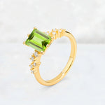 Princess Cut Peridot Side Stone Engagement Ring - Additional view