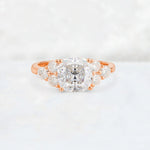Cushion Cut Moissanite Graduated Cluster Side Stone Engagement Ring - Additional view