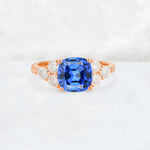 Cushion Cut Sapphire Graduated Cluster Side Stone Engagement Ring - Additional view