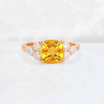 Cushion Cut Citrine Graduated Cluster Side Stone Engagement Ring - Additional view